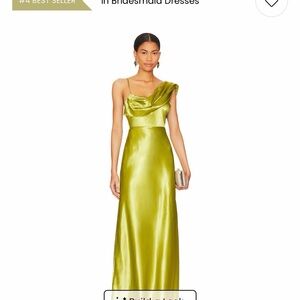 REVOLVE Lime Green Satin Dress